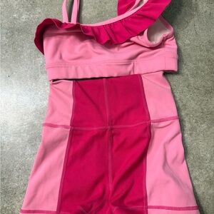 Charming Pink Ruffled Kids Swimsuit